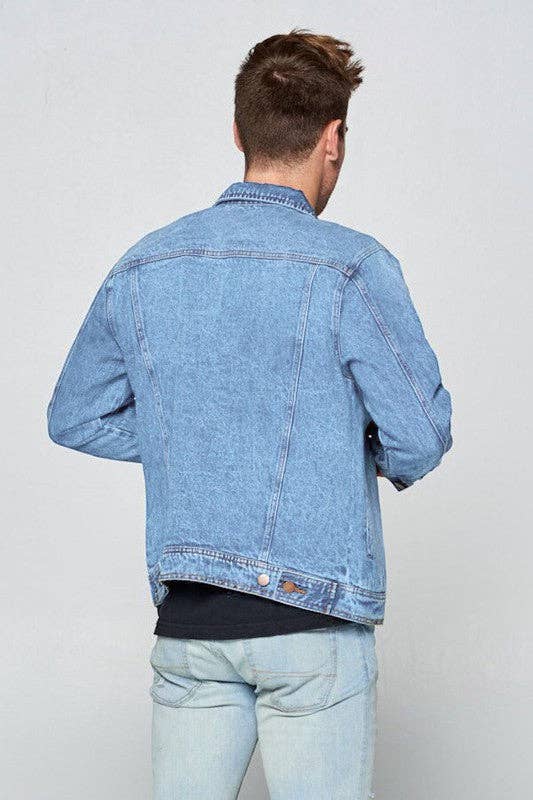 Men's Denim Jacket Light Blue - Open Size