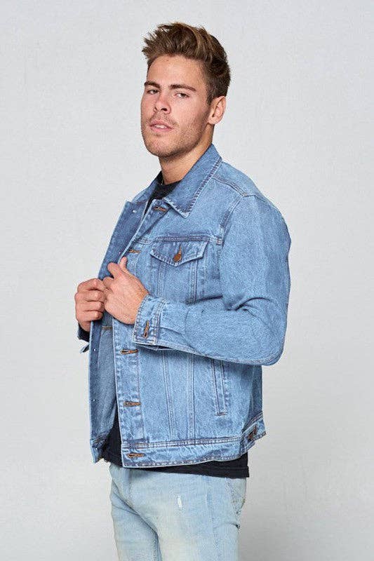 Men's Denim Jacket Light Blue - Open Size