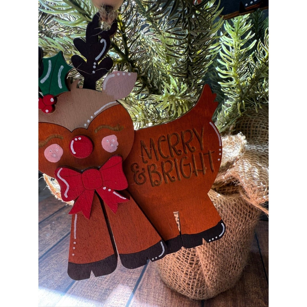 Merry & Bright Reindeer Ornament - Nifty Decor & More