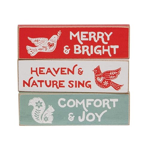 Merry & Bright Yuletide Thin Mini Block - 3 Asstd. - Nifty Decor & More