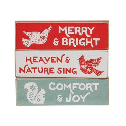 Merry & Bright Yuletide Thin Mini Block - 3 Asstd. - Nifty Decor & More