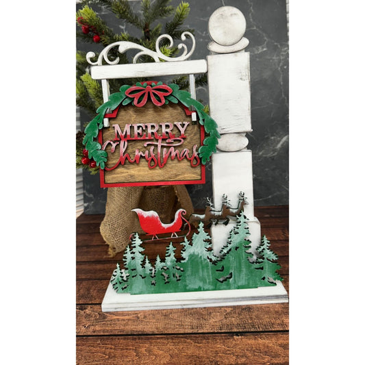 Merry Christmas Santa Sleigh Mini - Post - Nifty Decor & More