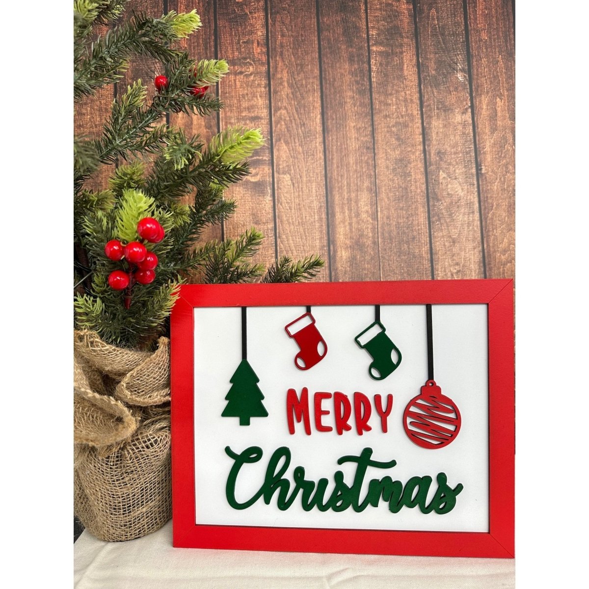 Merry Christmas Stockings Sign - Nifty Decor & More
