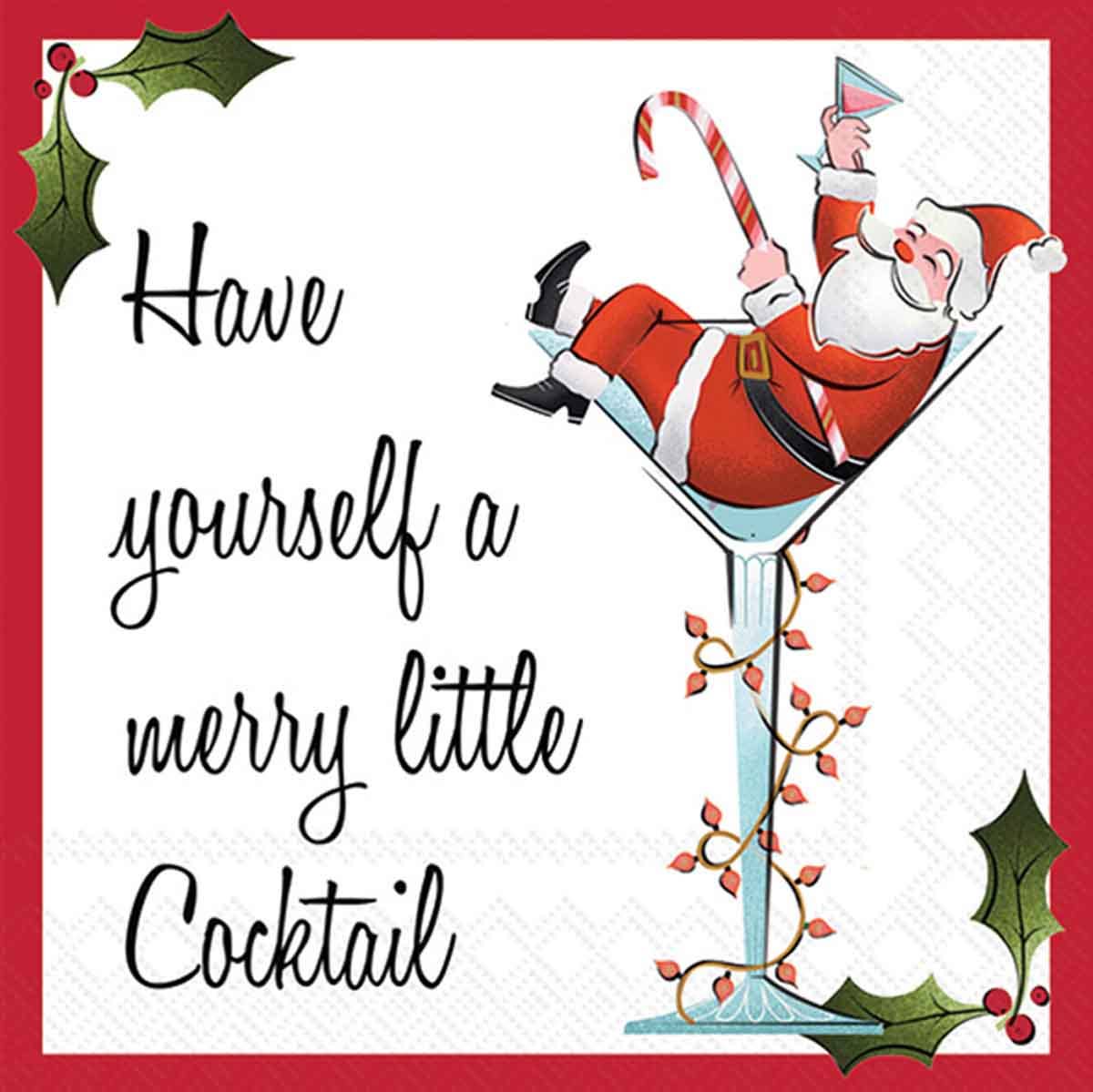 Merry Cocktail Christmas Paper Cocktail Napkins 20 Ct - Nifty Decor & More