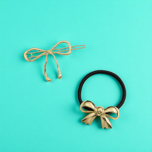 Metallic Bow Hair Clips, Sleek and Stylish Hair Accessory, Adds Glam to Any Outfit, Gift for Her Hair Clips