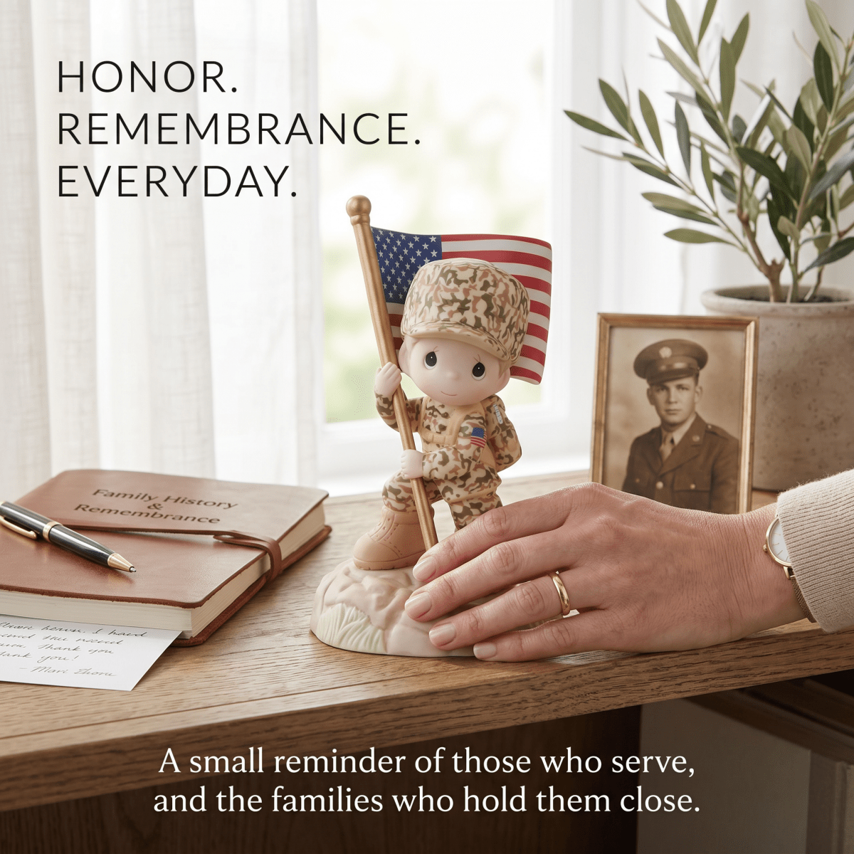 Military Boy Holding Flag Fig - Nifty Decor & More