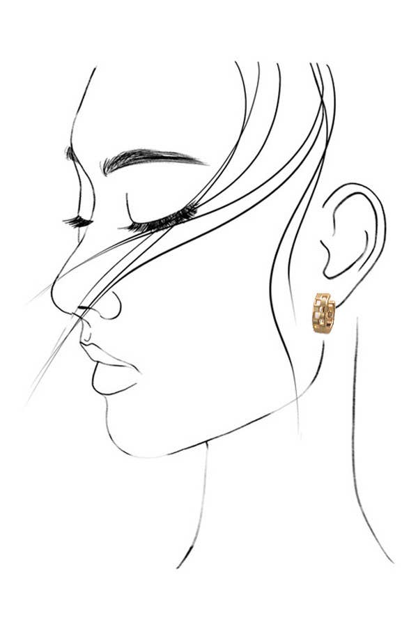 Mini Checker Cutout Hoop Huggie Earrings, Sleek Fashion - Forward Design, Ideal for Casual or Party Looks, Stylish Gift Idea - Nifty Decor & More