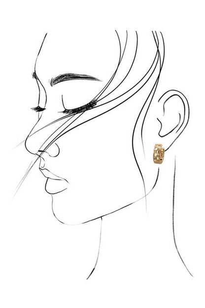 Mini Checker Cutout Hoop Huggie Earrings, Sleek Fashion - Forward Design, Ideal for Casual or Party Looks, Stylish Gift Idea - Nifty Decor & More