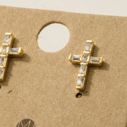 Mini Silver Cross Stud Earrings Faith Earrings