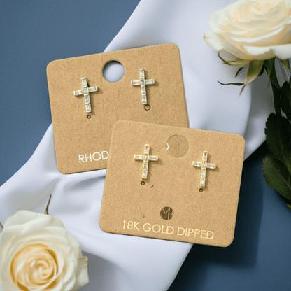 Mini Cross Stud Earrings Silver - Nifty Decor & More