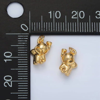 Mini Elephant Puffed Charm 24K Gold Filled 11mm