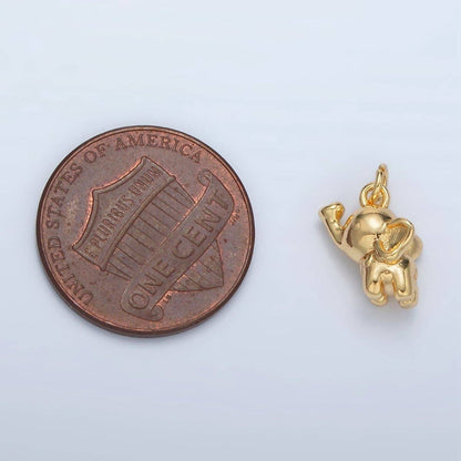 Mini Elephant Puffed Charm 24K Gold Filled 11mm