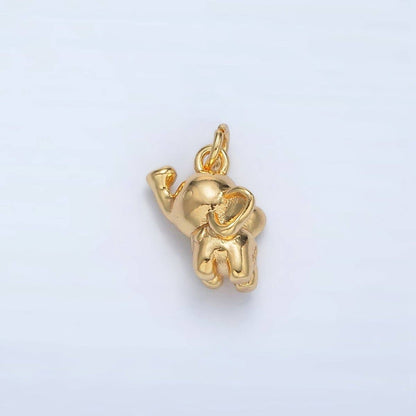 Mini Elephant Puffed Charm 24K Gold Filled 11mm
