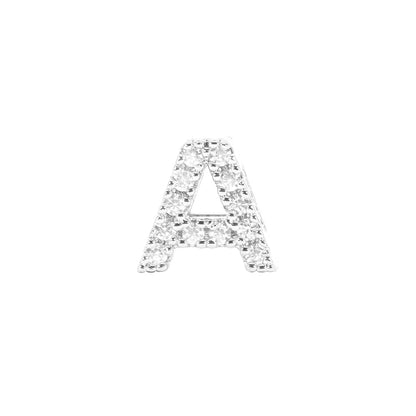 Mini Initial Charm - 8mm 14K White Gold - Plated - Nifty Decor & More