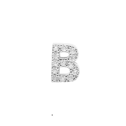 Mini Initial Charm - 8mm 14K White Gold - Plated - Nifty Decor & More