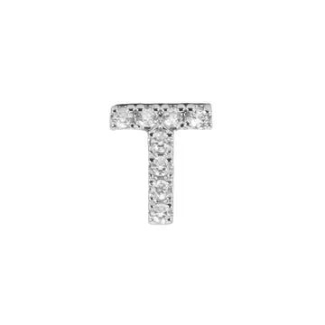 Mini Initial Charm - 8mm 14K White Gold - Plated - Nifty Decor & More
