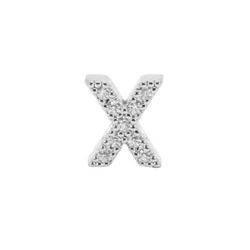 Mini Initial Charm - 8mm 14K White Gold - Plated - Nifty Decor & More