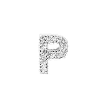 Mini Initial Charm - 8mm 14K White Gold - Plated - Nifty Decor & More