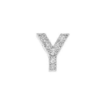 Mini Initial Charm - 8mm 14K White Gold - Plated - Nifty Decor & More