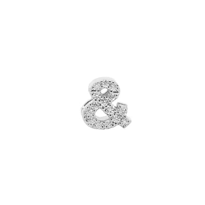 Mini Initial Charm - 8mm 14K White Gold - Plated - Nifty Decor & More