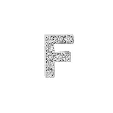 Mini Initial Charm - 8mm 14K White Gold - Plated - Nifty Decor & More
