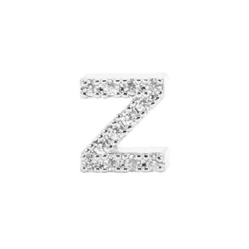 Mini Initial Charm - 8mm 14K White Gold - Plated - Nifty Decor & More