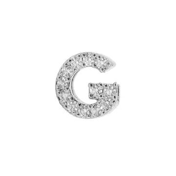 Mini Initial Charm - 8mm 14K White Gold - Plated - Nifty Decor & More