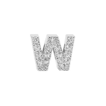 Mini Initial Charm - 8mm 14K White Gold - Plated - Nifty Decor & More