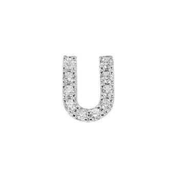 Mini Initial Charm - 8mm 14K White Gold - Plated - Nifty Decor & More