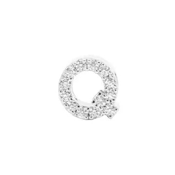Mini Initial Charm - 8mm 14K White Gold - Plated - Nifty Decor & More