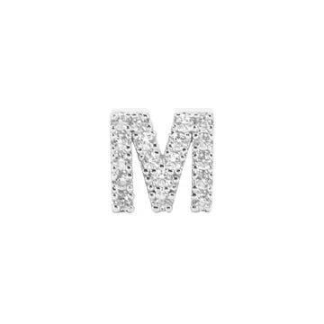 Mini Initial Charm - 8mm 14K White Gold - Plated - Nifty Decor & More