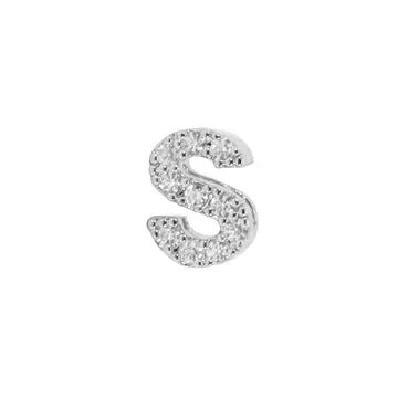 Mini Initial Charm - 8mm 14K White Gold - Plated - Nifty Decor & More