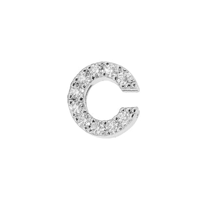 Mini Initial Charm - 8mm 14K White Gold - Plated - Nifty Decor & More