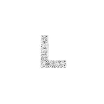 Mini Initial Charm - 8mm 14K White Gold - Plated - Nifty Decor & More