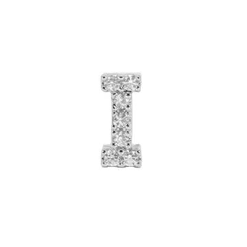 Mini Initial Charm - 8mm 14K White Gold - Plated - Nifty Decor & More