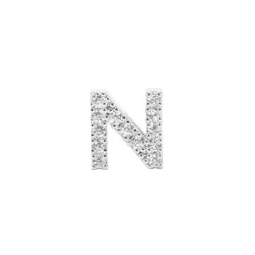 Mini Initial Charm - 8mm 14K White Gold - Plated - Nifty Decor & More
