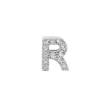 Mini Initial Charm - 8mm 14K White Gold - Plated - Nifty Decor & More