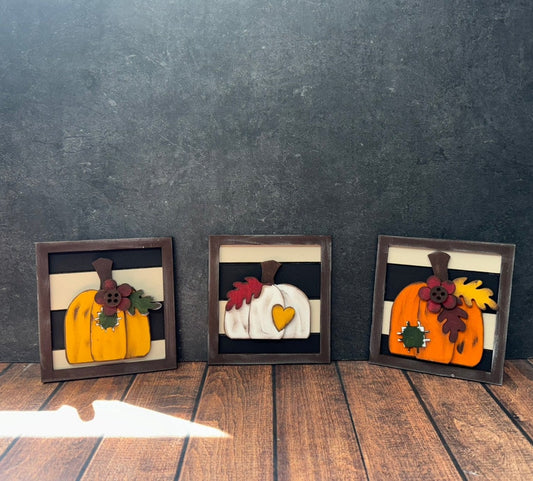 Mini Pumpkin Sign Trio Fall