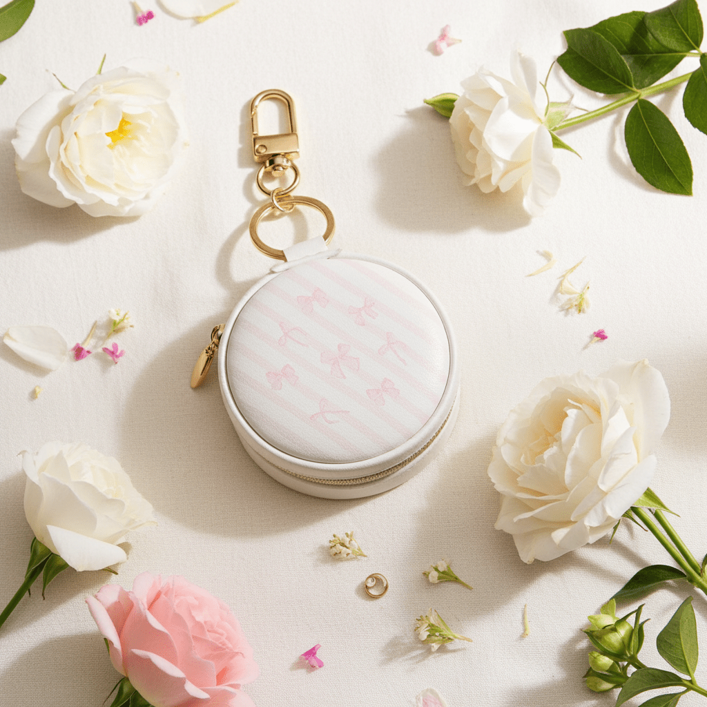 Mini Round Jewelry Travel Case with Keychain - Nifty Decor & More