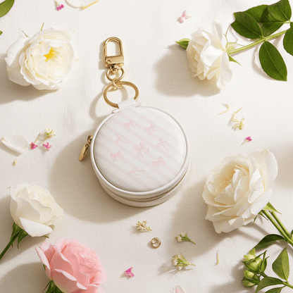 Mini Round Jewelry Travel Case with Keychain - Nifty Decor & More
