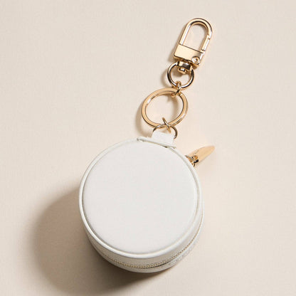 Mini Round Jewelry Travel Case with Keychain | Pink Bow Design - Nifty Decor & More