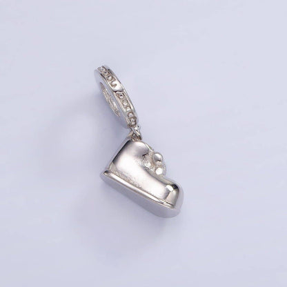 Mini Silver Boot Charm S925 Sterling Tiny Baby Shoes Charm | SL-483