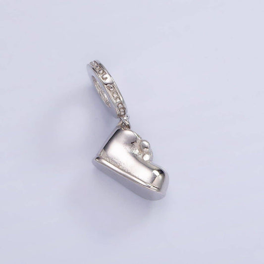 Mini Silver Boot Charm S925 Sterling Tiny Baby Shoes Charm | SL-483