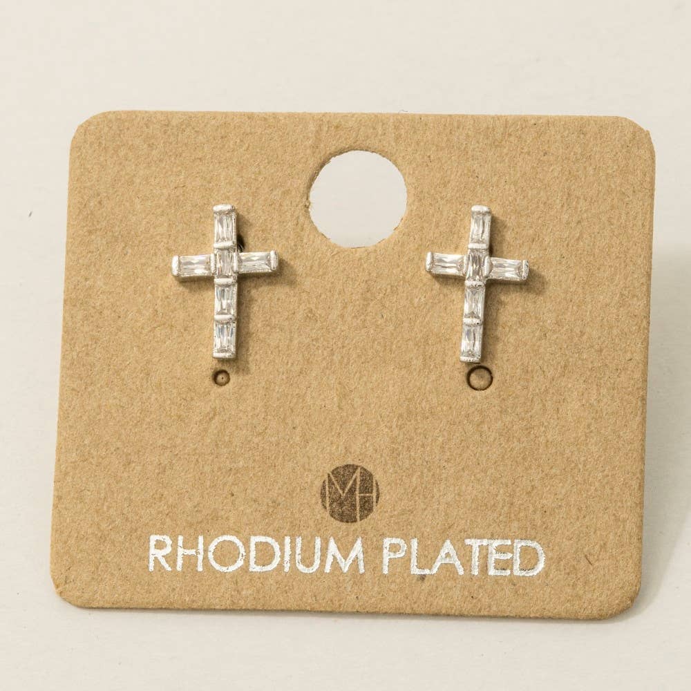 Mini Silver Cross Stud Earrings - Nifty Decor & More