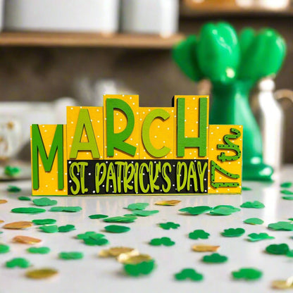 Mini St. Patrick's Day Word Blocks | Lucky Green Decor for Home & Party | Festive Shamrock Decor St. Patrick's Day Shelf Sitter March