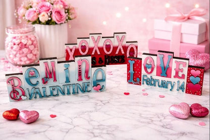 Mini Valentine Wooden Word Blocks - Nifty Decor & More