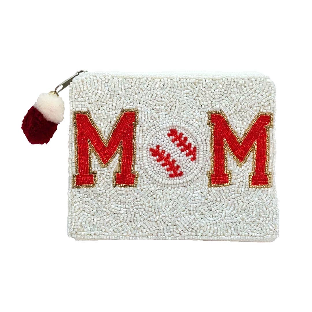 MOM Baseball Beaded Coin Pouch - Nifty Decor & More