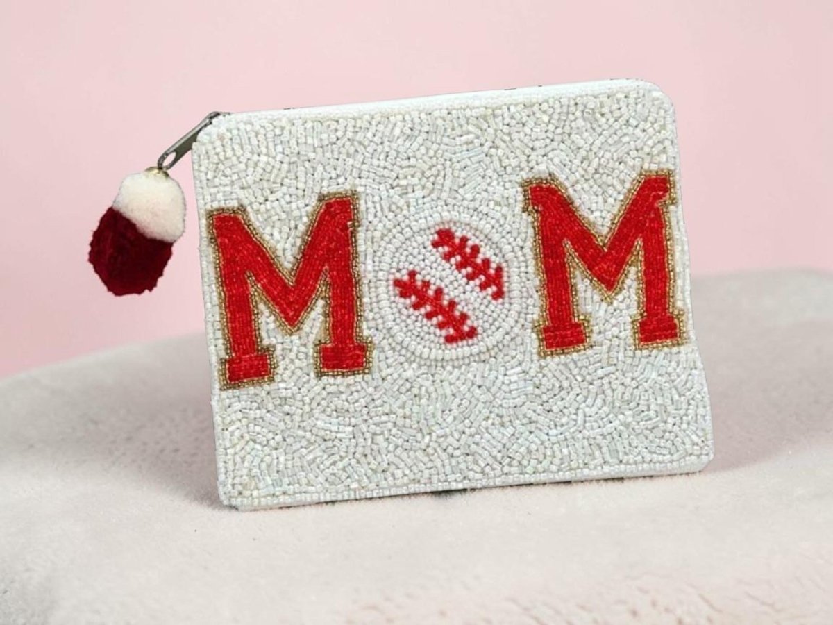 MOM Baseball Beaded Coin Pouch - Nifty Decor & More