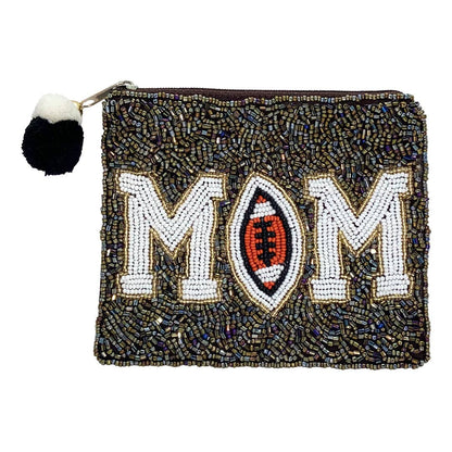 MOM Football Beaded Coin Pouch - Nifty Decor & More