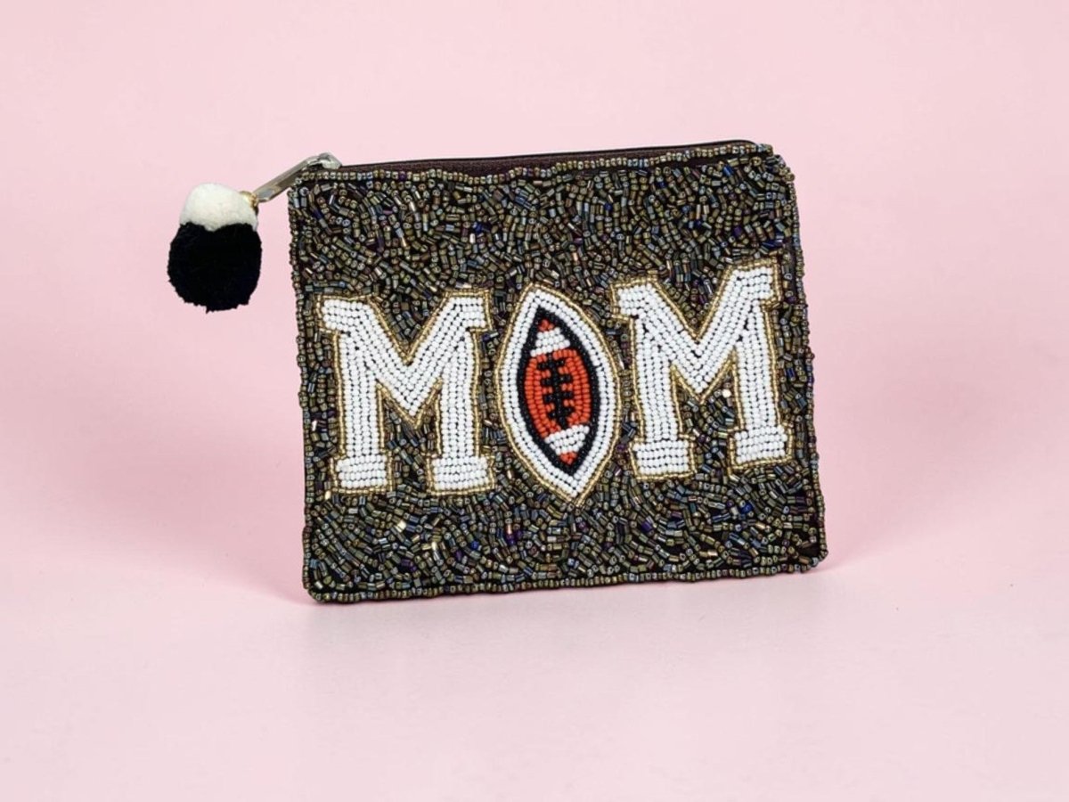 MOM Football Beaded Coin Pouch - Nifty Decor & More
